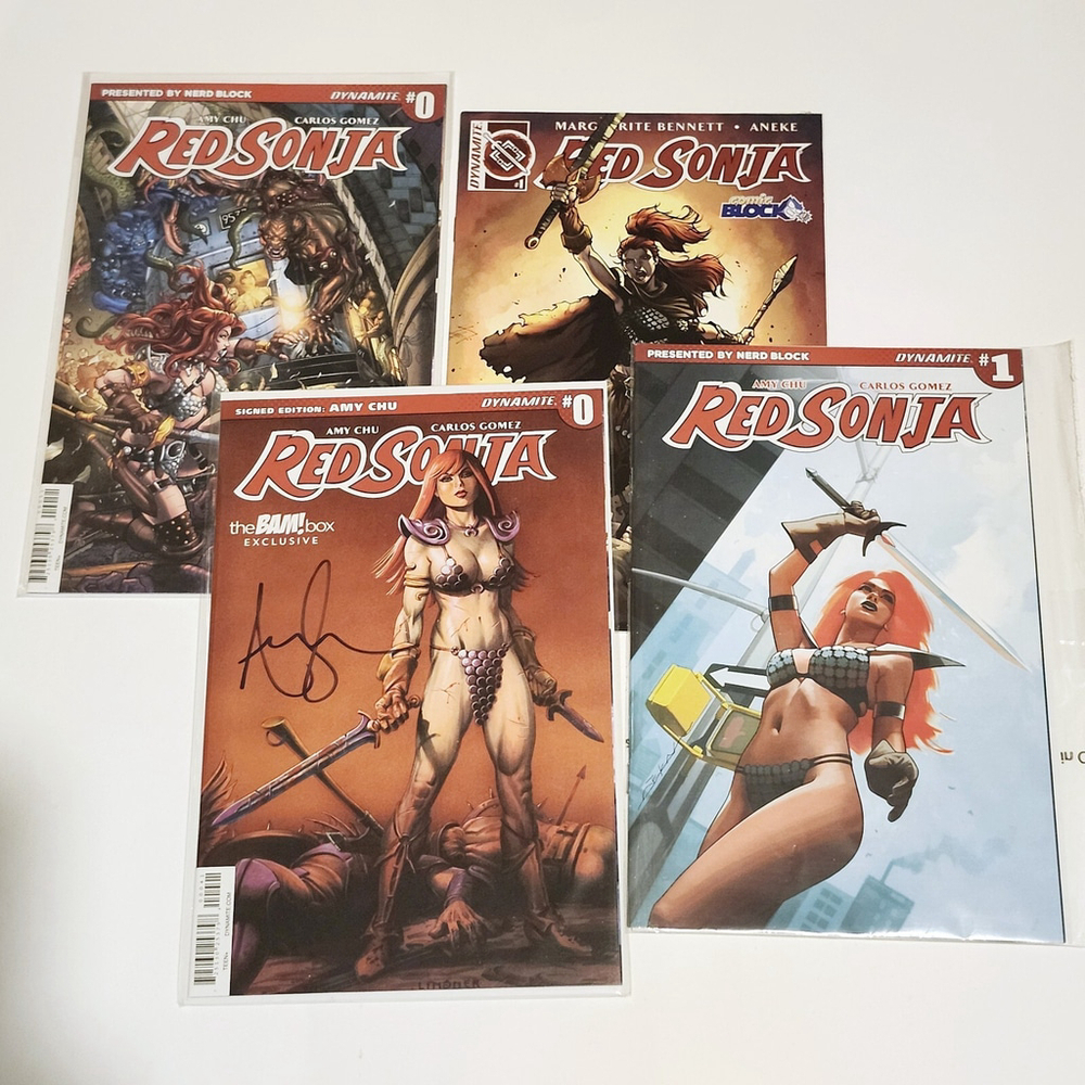 RED SONJA Comics - Exclusive Variant Covers - Lot of 4 with 1 SIGNED by Amy Chu